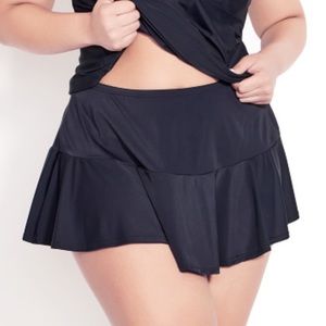 Avenue Navy Swim Skirt Size 14 NWT Ruffle Tiered Pull-On Modest Swim Bottom